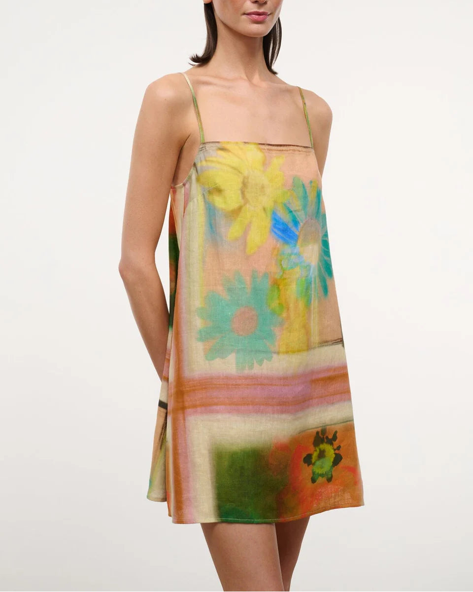 staud laura linen mini dress Staud LAURA LINEN MINI DRESS POP SARDINES IVORY