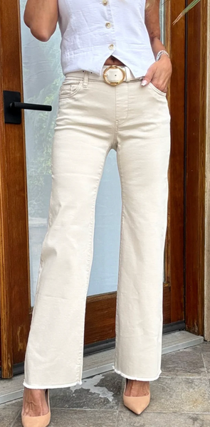 Amanda Pant in Cream-Sea Biscuit Del Mar