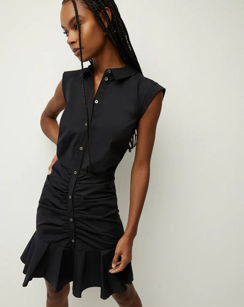 BELL BUTTON DOWN RUCHED SHIRTDRESS-Sea Biscuit Del Mar