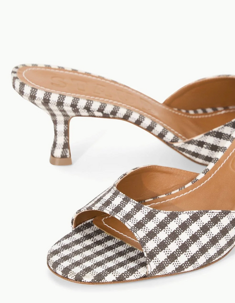 BRIGITTE MULE DARK CHOCOLATE MICRO CHECK | Staud-Sea Biscuit Del Mar