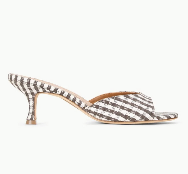 BRIGITTE MULE DARK CHOCOLATE MICRO CHECK | Staud-Sea Biscuit Del Mar