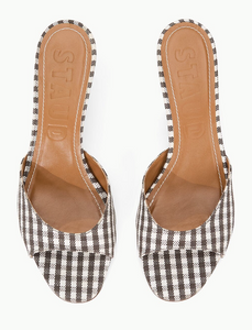 BRIGITTE MULE DARK CHOCOLATE MICRO CHECK | Staud-Sea Biscuit Del Mar