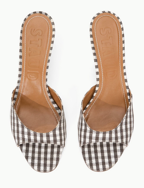 BRIGITTE MULE DARK CHOCOLATE MICRO CHECK | Staud-Sea Biscuit Del Mar