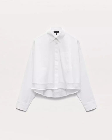 Beatrice Cropped Poplin-Organza Shirt-Sea Biscuit Del Mar