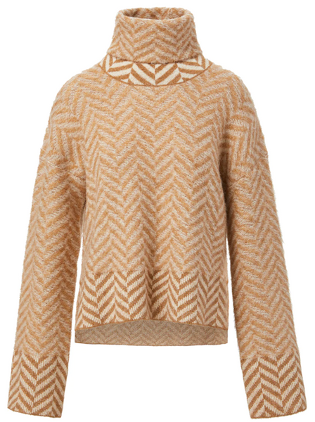 Bolina Herringbone Knit Sweater | Camel-Sea Biscuit Del Mar