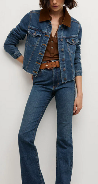 Cara Jean Jacket w/ Corduroy Collar | Veronica Beard-Sea Biscuit Del Mar