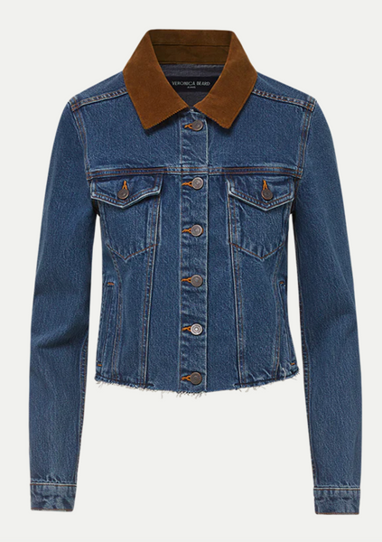 Cara Jean Jacket w/ Corduroy Collar | Veronica Beard-Sea Biscuit Del Mar