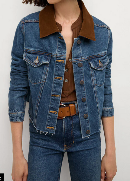 Cara Jean Jacket w/ Corduroy Collar | Veronica Beard-Sea Biscuit Del Mar