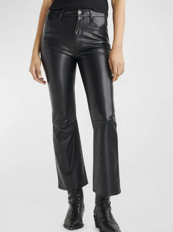 Casey Faux Leather Cropped Flare | Black-Sea Biscuit Del Mar