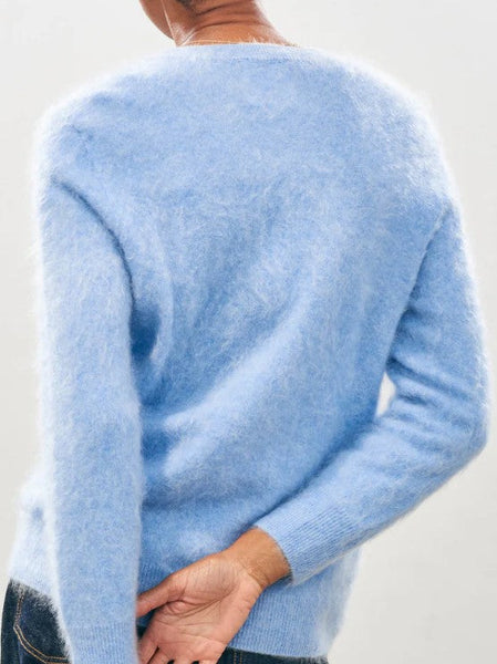 Cashmere Brushed Crew in Blue Marl-Sea Biscuit Del Mar