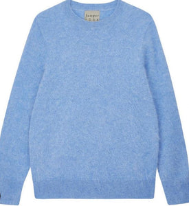 Cashmere Brushed Crew in Blue Marl-Sea Biscuit Del Mar