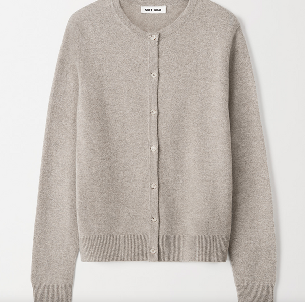 Cashmere Cardigan | Soft Goat-Sea Biscuit Del Mar