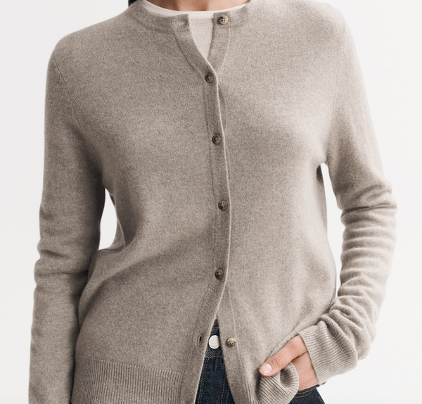 Cashmere Cardigan | Soft Goat-Sea Biscuit Del Mar