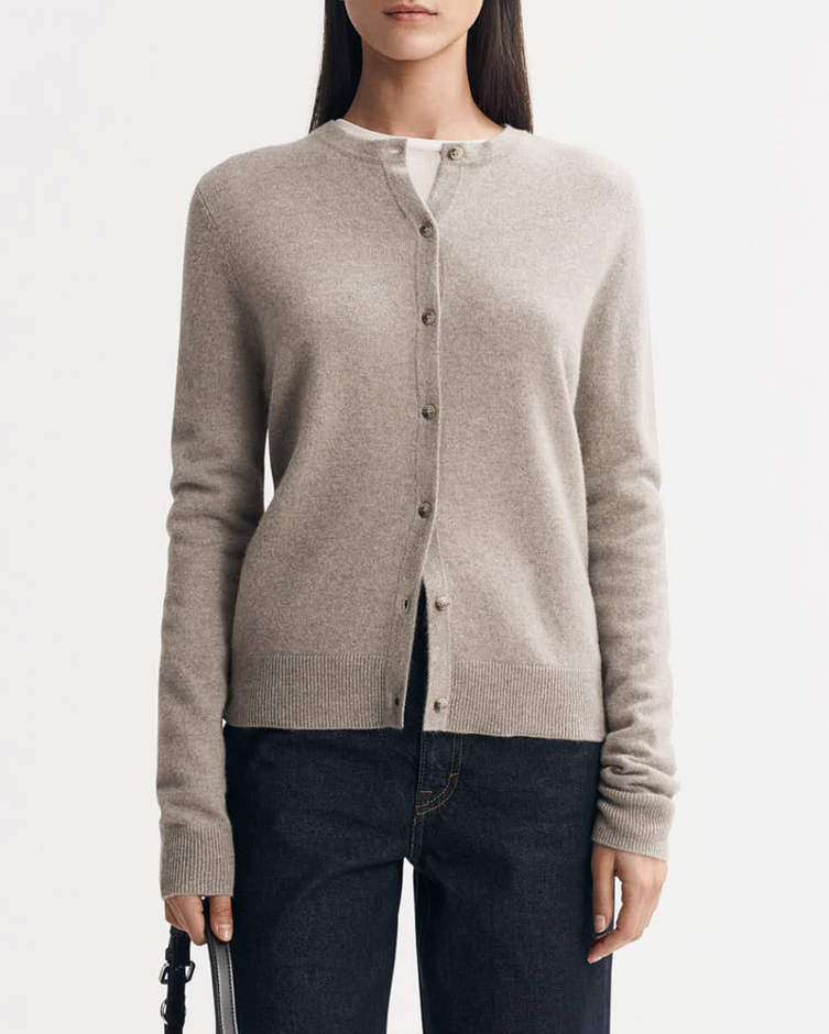 Cashmere Cardigan | Soft Goat-Sea Biscuit Del Mar