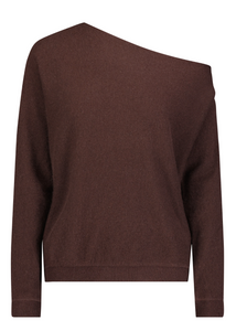 Cashmere Off the Shoulder Sweater | Chocolate-Sea Biscuit Del Mar