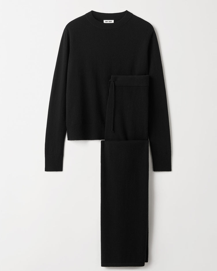 Cashmere Set in Black | Soft Goat-Sea Biscuit Del Mar