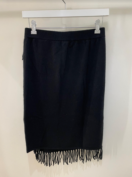 Cashmere Wrap Skirt with Fringe | Black-Sea Biscuit Del Mar