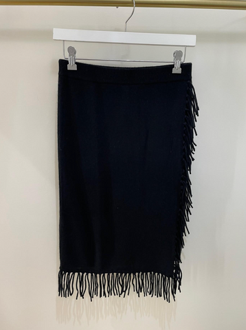 Cashmere Wrap Skirt with Fringe | Black-Sea Biscuit Del Mar