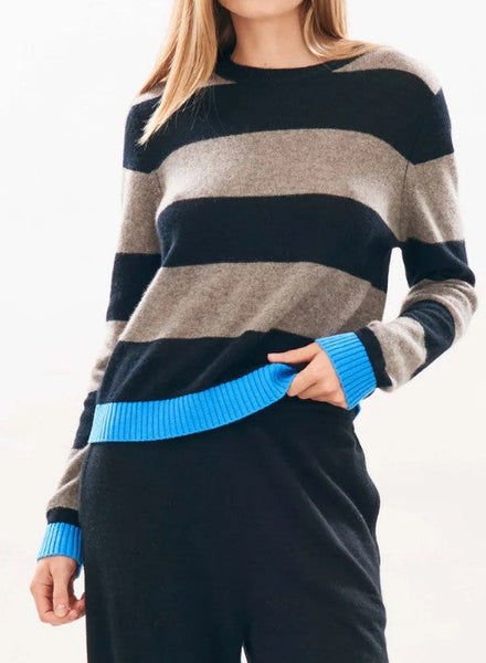 Contrast Stripe Crew-Sea Biscuit Del Mar