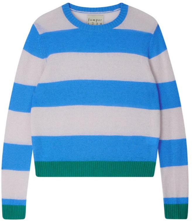 Contrast Stripe Crew-Sea Biscuit Del Mar