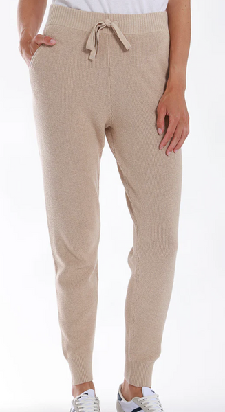 Cotton Cashmere Baby Shaker Jogger in Brown Sugar-Sea Biscuit Del Mar