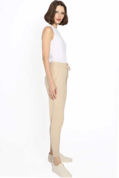 Cotton Cashmere Frayed Jogger-Sea Biscuit Del Mar