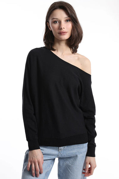 Cotton Cashmere Off The Shoulder Top-Sea Biscuit Del Mar