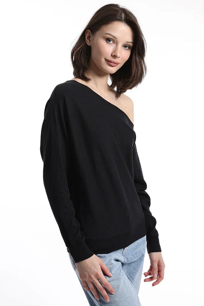 Cotton Cashmere Off The Shoulder Top-Sea Biscuit Del Mar