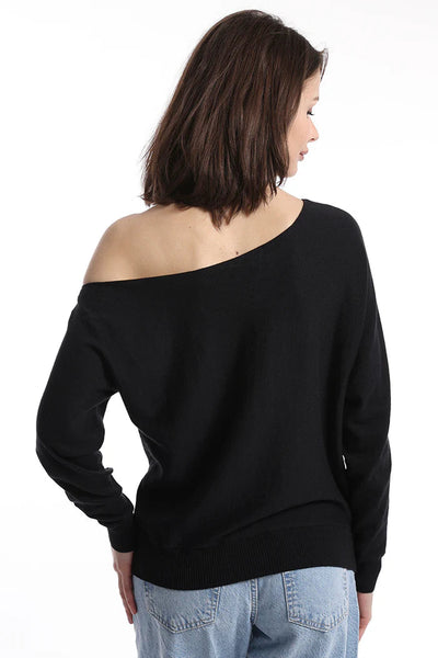 Cotton Cashmere Off The Shoulder Top-Sea Biscuit Del Mar