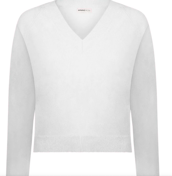 Cotton/Cashmere V Neck Pullover | Gray + White + Camel-Sea Biscuit Del Mar