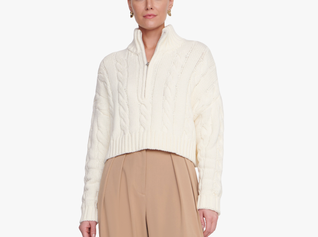 Cropped Hampton Sweater | Ivory-Sea Biscuit Del Mar