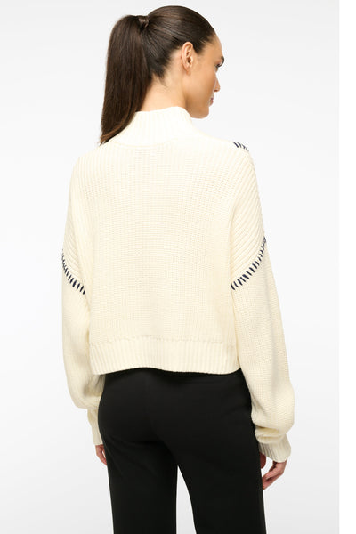 Cropped Hampton Sweater in Ivory | Staud-Sea Biscuit Del Mar