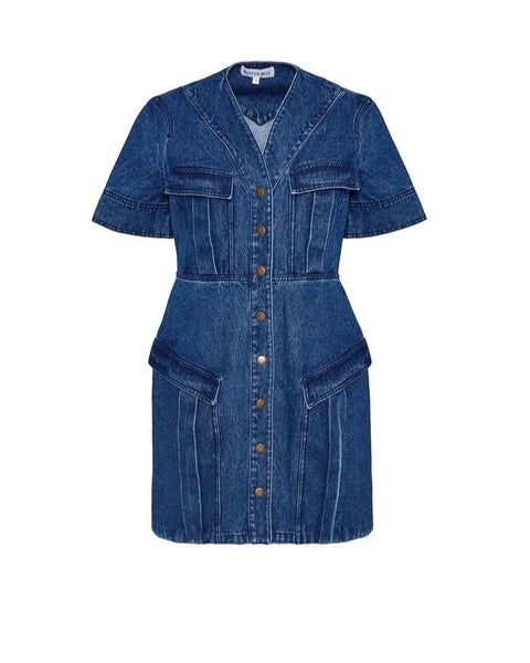 Gwen Dress in Harbor Denim-Sea Biscuit Del Mar