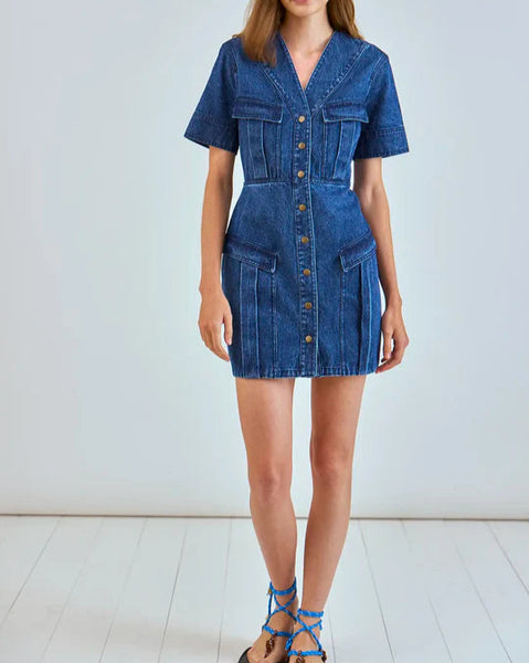 Gwen Dress in Harbor Denim-Sea Biscuit Del Mar