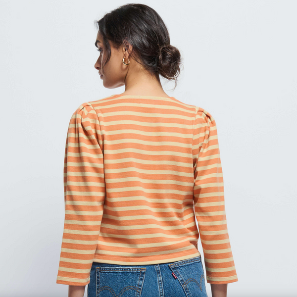 Janey Stripe Henley-Sea Biscuit Del Mar