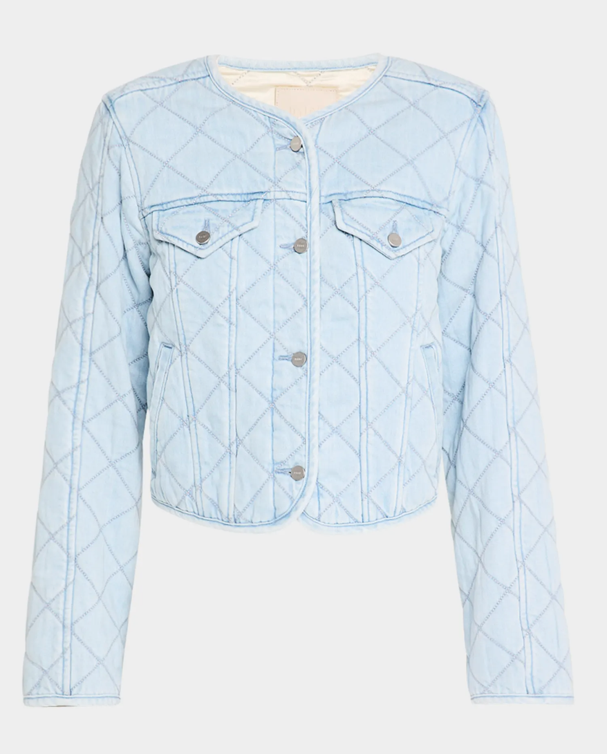 Jayla Cropped Quilted Jacket in Aella-Sea Biscuit Del Mar