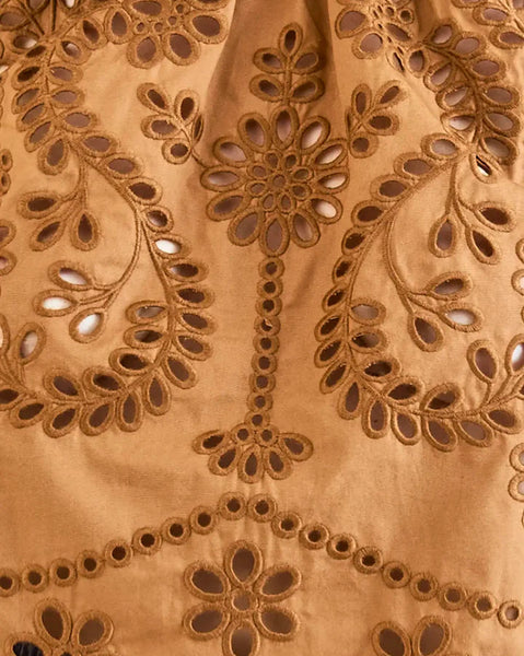 Jennifer Top in Mocha Embroidered Eyelet-Sea Biscuit Del Mar