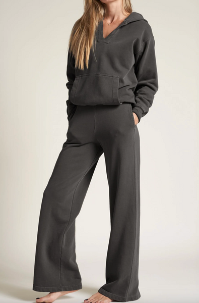 Jenny Wide Leg Terry Sweatpant in Faded Black | Rowan-Sea Biscuit Del Mar