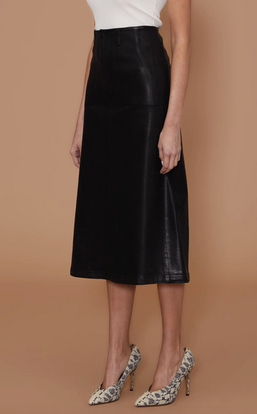 Jocelyn Skirt in Black Coated | LE JEAN-Sea Biscuit Del Mar