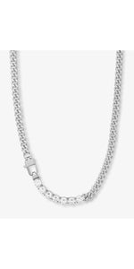 Julian Loves Diamonds Necklace 16" - Silver/White Diamondettes-Sea Biscuit Del Mar