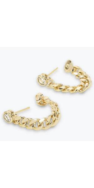 Julian Soft Chain Hoops - Gold/White Diamondettes-Sea Biscuit Del Mar