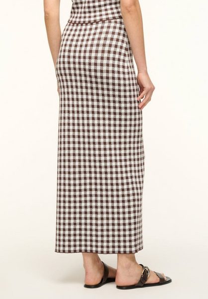 Karina Skirt in Dark Chocolate Gingham | Staud-Sea Biscuit Del Mar