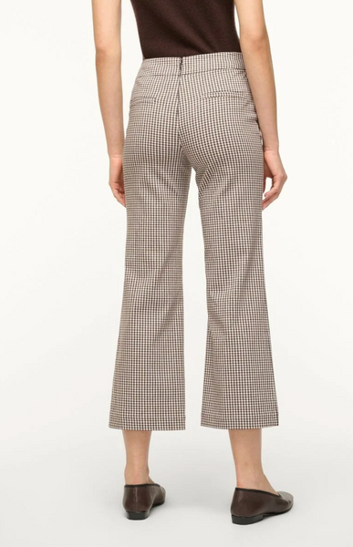 Knack Pant in Dark Chocolate Micro Check | Staud-Sea Biscuit Del Mar