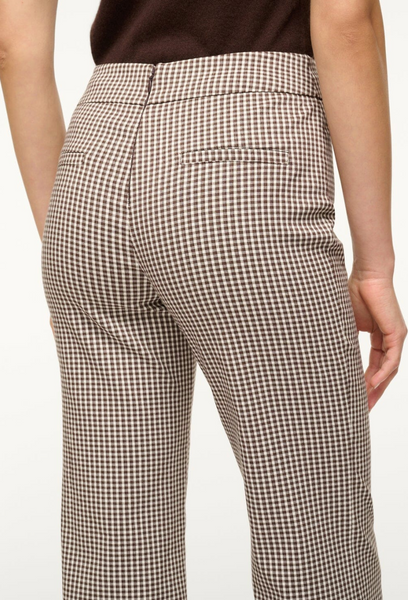 Knack Pant in Dark Chocolate Micro Check | Staud-Sea Biscuit Del Mar