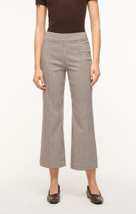 Knack Pant in Dark Chocolate Micro Check | Staud-Sea Biscuit Del Mar