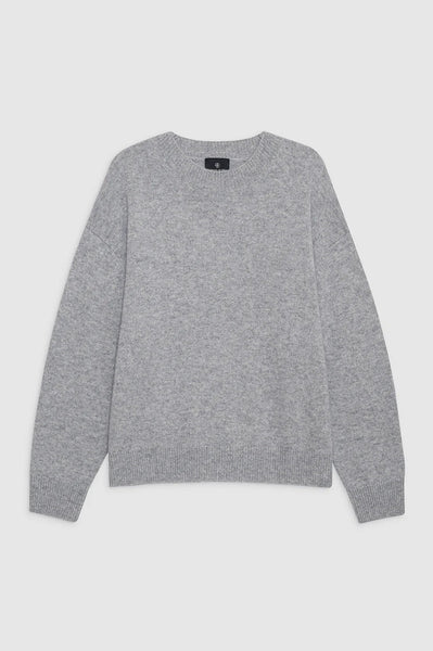 Lee Crew Sweater in Medium Heather Grey-Sea Biscuit Del Mar