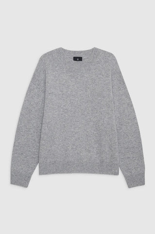 Lee Crew Sweater in Medium Heather Grey-Sea Biscuit Del Mar