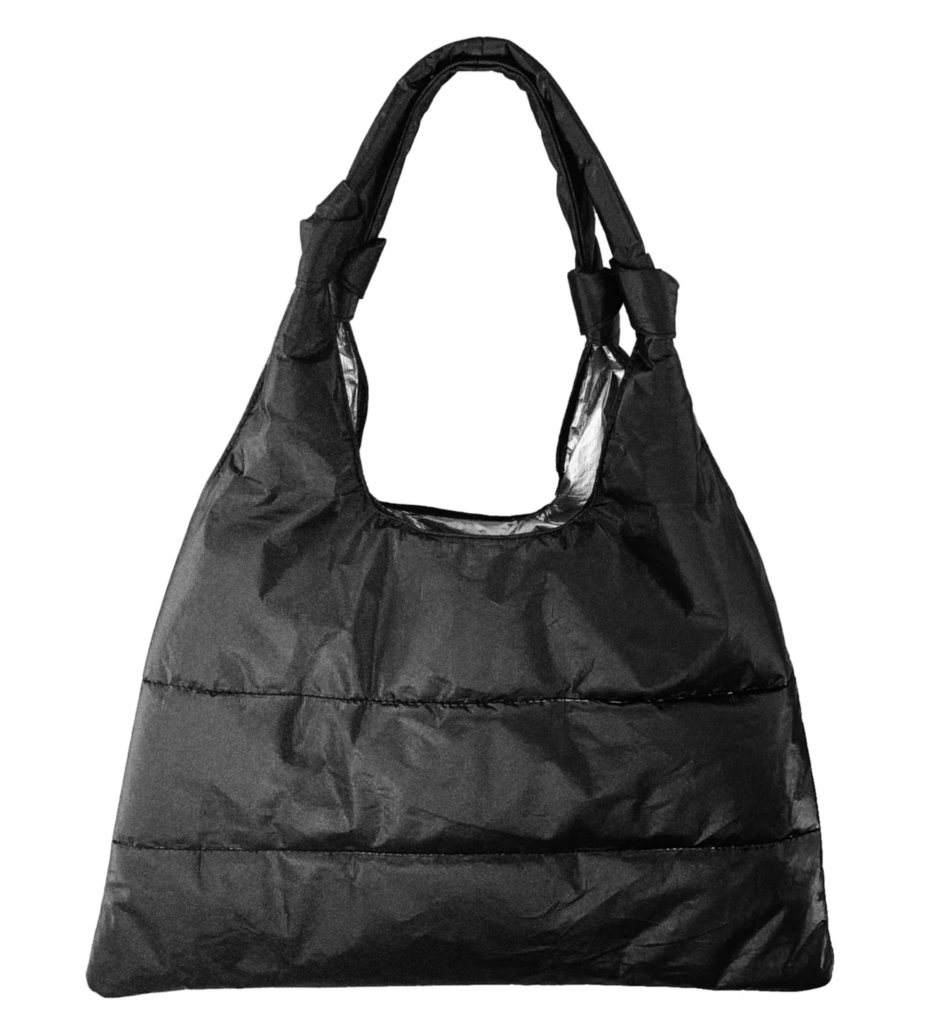 Love Me "Knot" Puffer Purse Tote in Shimmer Black-Sea Biscuit Del Mar