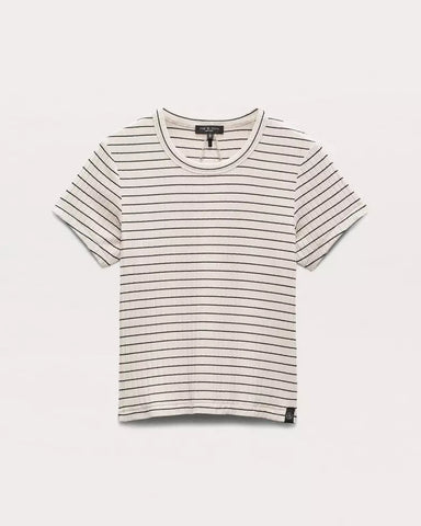 Luca Striped Ribbed-Knit Baby T-Shirt-Sea Biscuit Del Mar