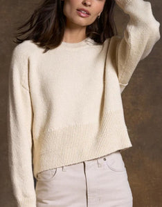 Marfa Crew Neck Sweater in Vintage White-Sea Biscuit Del Mar